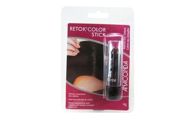 Sugestão da hairstylist Ana Paula Nesi: Retok Color Stick Anaconda por R$10,89 na <a href="http://www.lojamagiacosmeticos.com.br/retok-color-stick-anaconda-castanho-4g-p4569" target="_blank">Magia Cosméticos</a>