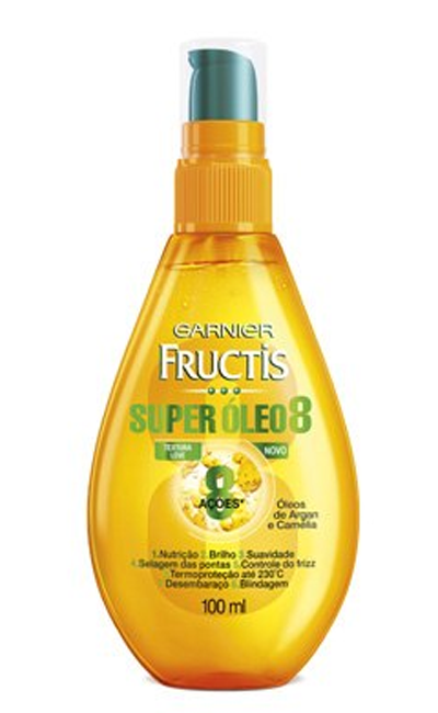 Super Óleo 8, da Garnier Fructis, com óleo de argan e extrato de camélia, promete 8 benefícios | R$ 19,90