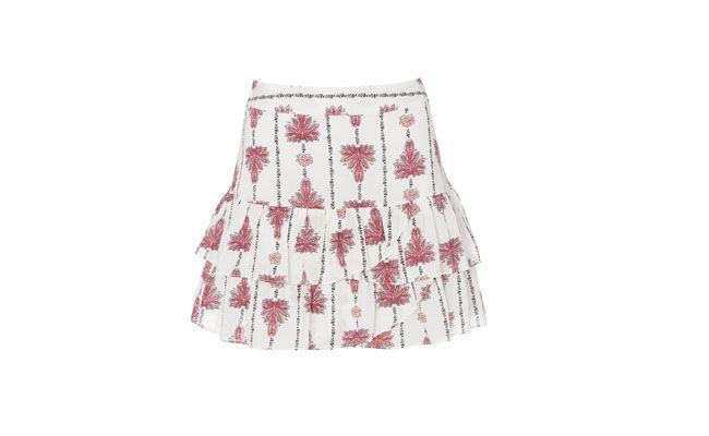 Saia estampada por R$49,90 na <a href="http://amaro.com/saia-west-babado-st-944.aspx/p?sku=1369001404" target="_blank"> Amaro</a>