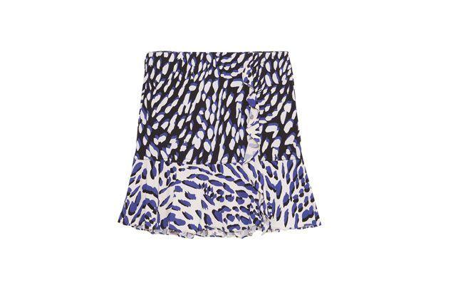 Saia de onça por R$259,00 na <a href="http://www.oqvestir.com.br/saia-babado-onca---branco-e-azul-39648.aspx/p" target="_blank"> Oqvestir</a>