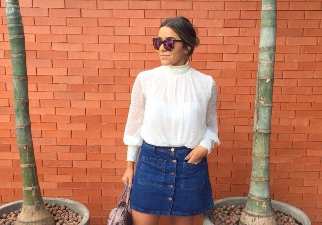 Foto: Reprodução / <a href="http://www.dasguimaraes.com.br/2015/10/look-denim-skirt/ " target="_blank">Das Guimarães</a>