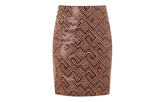 Pencil skirt in Ethnic Pattern Twill Coya Caramel and Black by RS198,00 in Capitollium