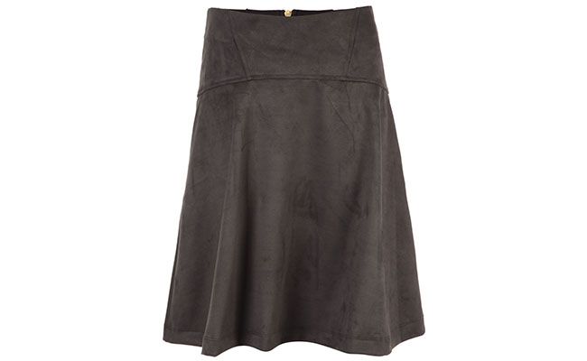 Saia midi rodada Mixed por R$453 na <a href="http://www.e-closet.com.br/item/saia-paula-chamouis-preto-mixed-12387.html" target="blank_">E-closet</a>