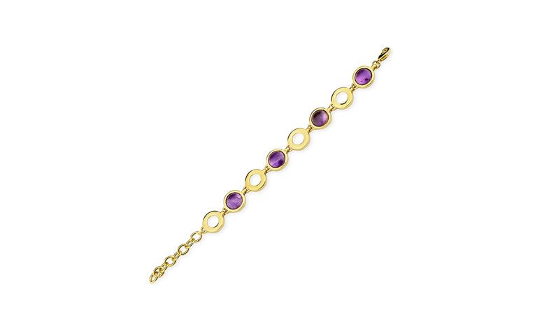 Pulseira banhada a ouro com ametista por R$152,00 na <a href="http://www.toquedejoia.com/produto/01po0259a00/pulseira-semijoia-ponto-pedra-ametista" target="blank_">Toque de Joia</a>