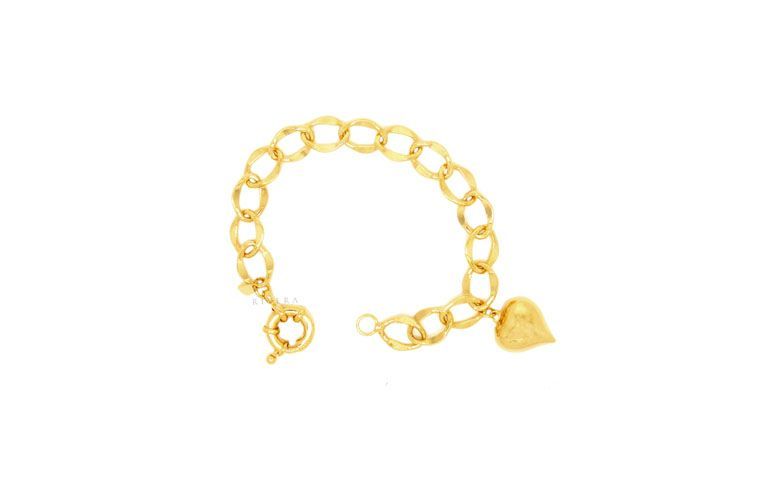 Pulseira corrente com pingente banhada a ouro por R$199,90 na <a href="http://www.riverajoias.com.br/produto.php?produto=490-pulseira-semi-joia-com-pingente-de-coracao" target="blank_">Rivera Joias</a>