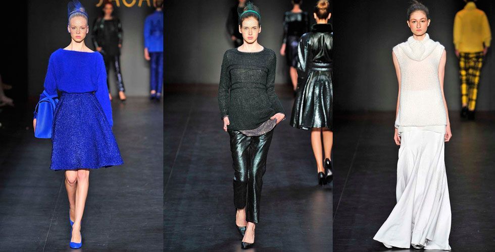 <p>A Sacada desfilou no segundo dia de Fashion Rio uma coleção marcada por tecidos tecnológicos como o neoprene, por exemplo. Além disso, as lavagens metálicas e as cores vivas se uniram as saias-lápis combinadas a tops de manga comprida com gola volumosa e cintura marcada. </p>