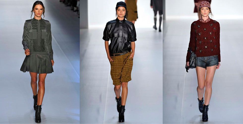 O desfile da Colcci trouxe bastante variedade: alfaiataria, jeans adornado, couro e mix de texturas diferentes. A cor que foi destaque na coleção foi o bordô, mais uma grande aposta do inverno de 2013.