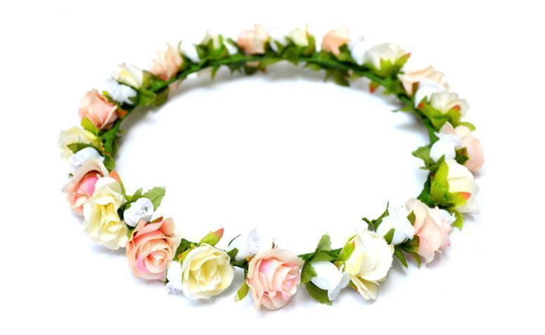 Coroa Rosa e Branca por R$64,00 no <a href="http://www.elo7.com.br/coroa-de-flores-angel/dp/440B9F" target="_blank">Elo 7</a>