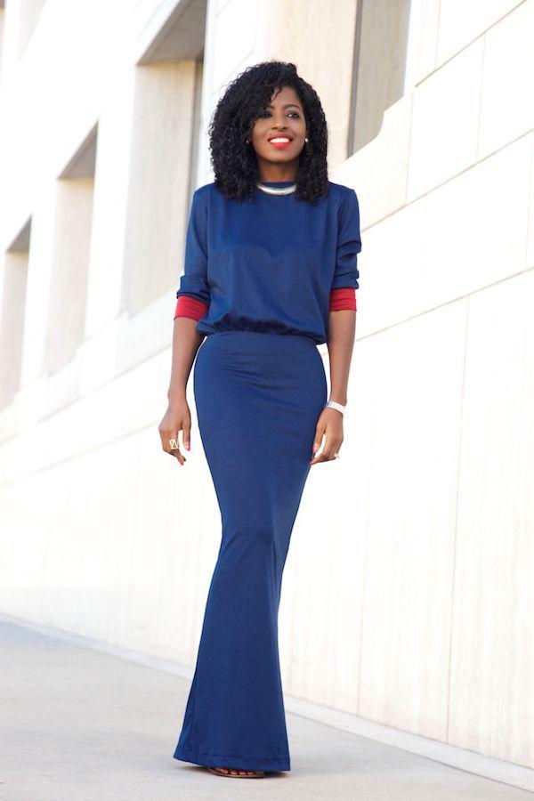 Foto: Reprodução / <a href=" http://stylepantry.com/2015/11/09/crew-neck-34-sleeve-maxi-dress/ " target="_blank"> Stylepantry </a>