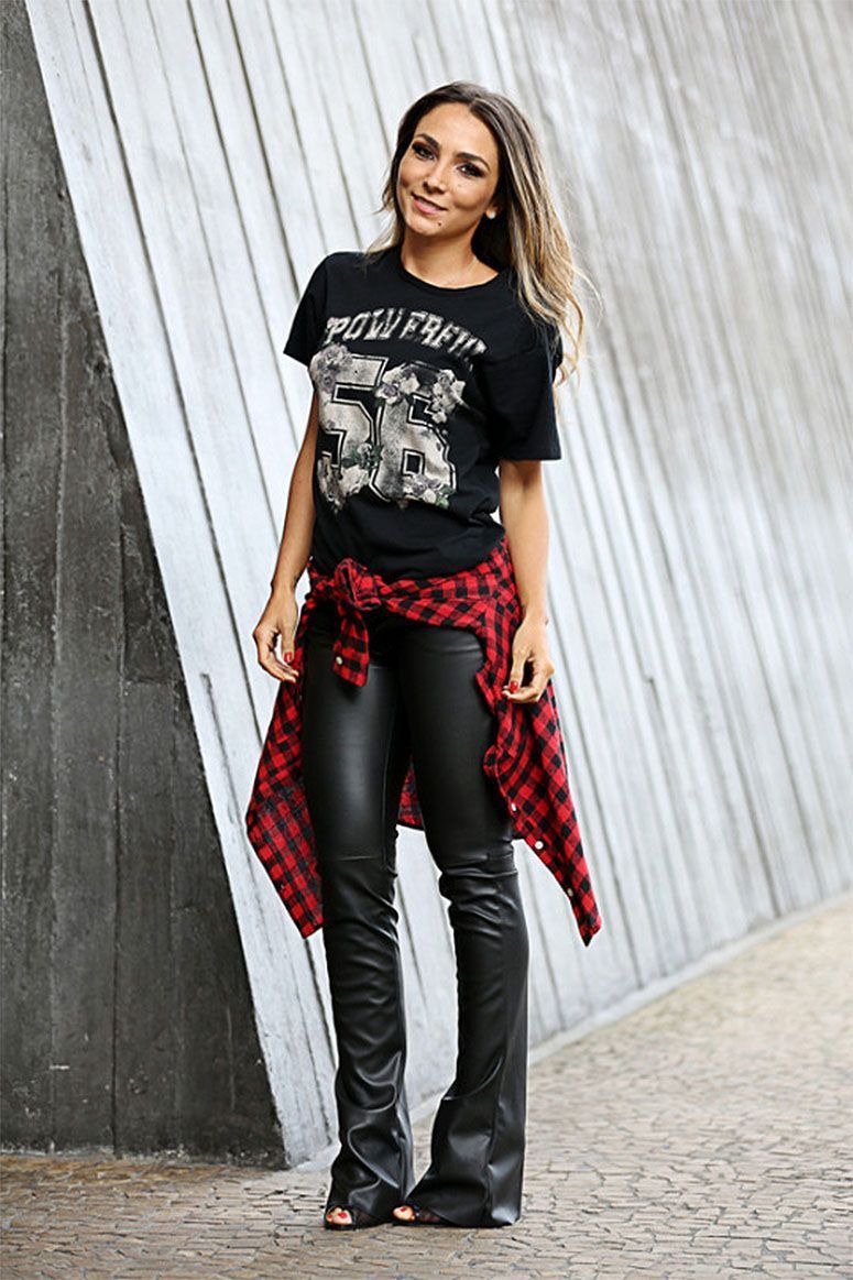 Foto: Reprodução / <a href="http://www.lalanoleto.com.br/2014/look-do-dia-camisa-xadrez-camiseta-com-numero/" target="_blank">Lalá Noleto</a>