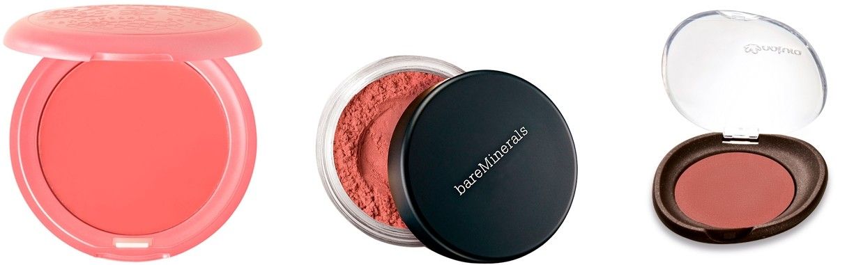 Stila Convertible cor Poppy por R$118 na Sephora | BareMinerals cor Laughter por R$101 na Beleza na Web | Aquarela Rosa 1 por R$24,80 na Natura