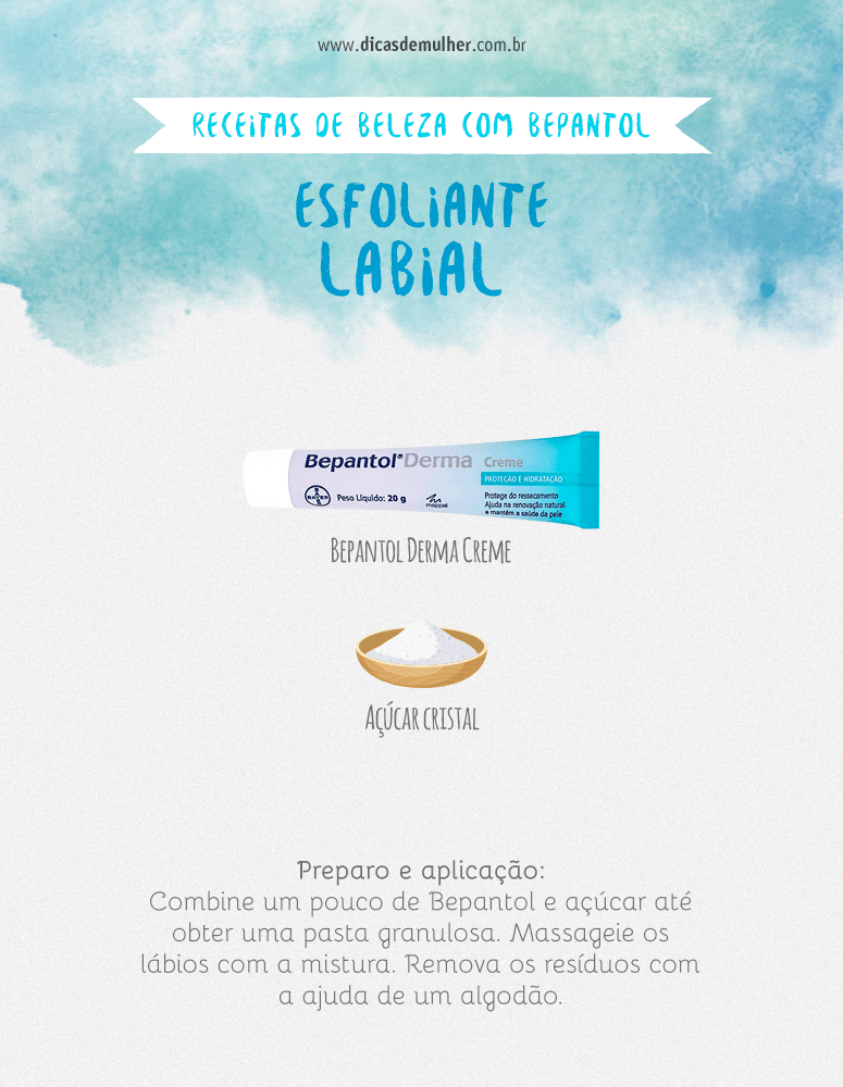 Esfoliante labial para uma boca lisinha e hidratada com Bepantol