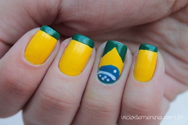 unhas copa verde amarelo 05 Looks para a Copa do Mundo: como se vestir para torcer pelo Brasil
