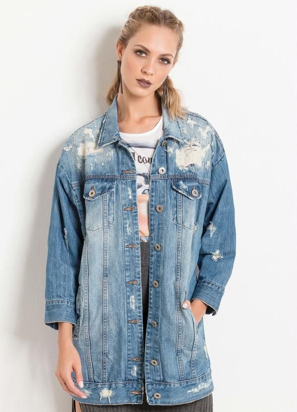 jaqueta jeans oversized destroyed