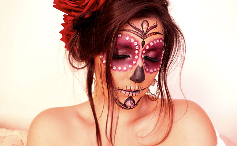 Maquiagem Caveira Mexicana - Half Face Skull Makeup Tutorial - Halloween  2020 - Carla M. 