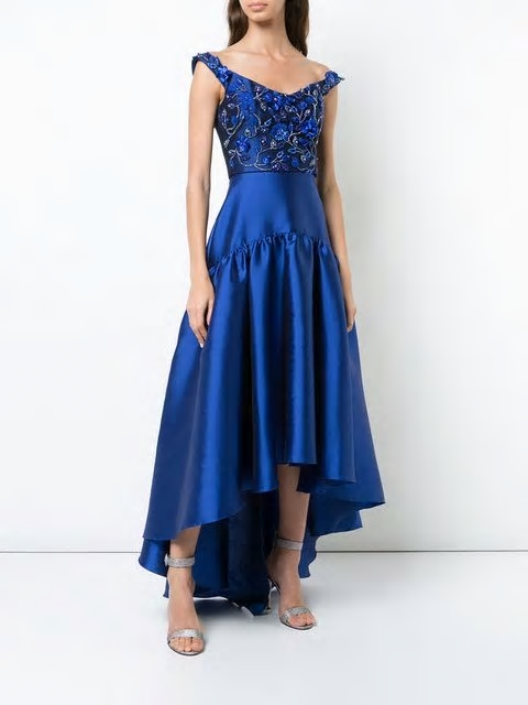 vestido azul com prata