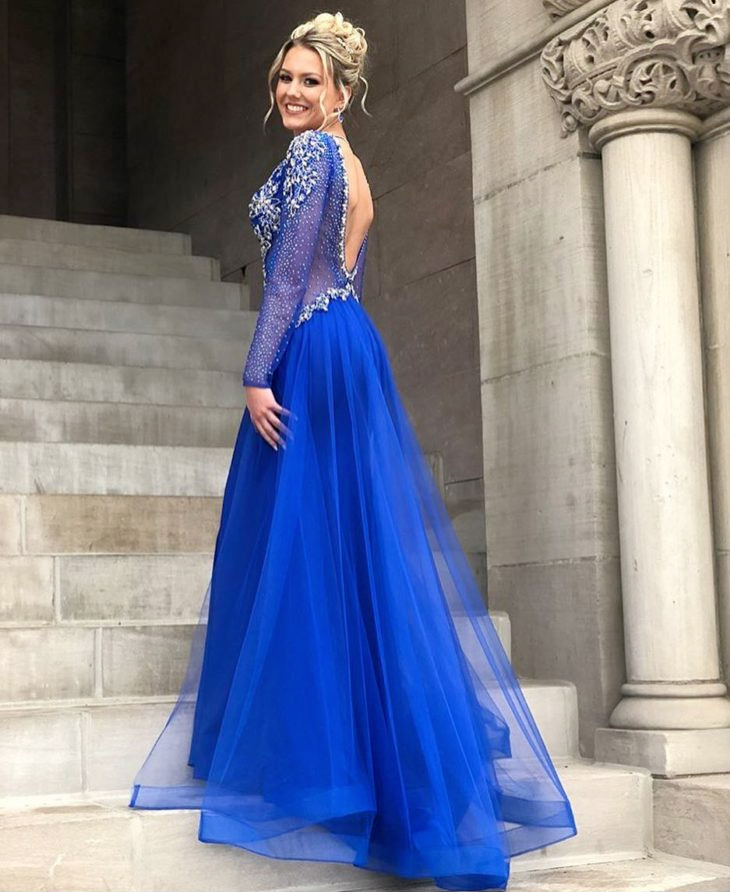 vestido longo azul royal simples