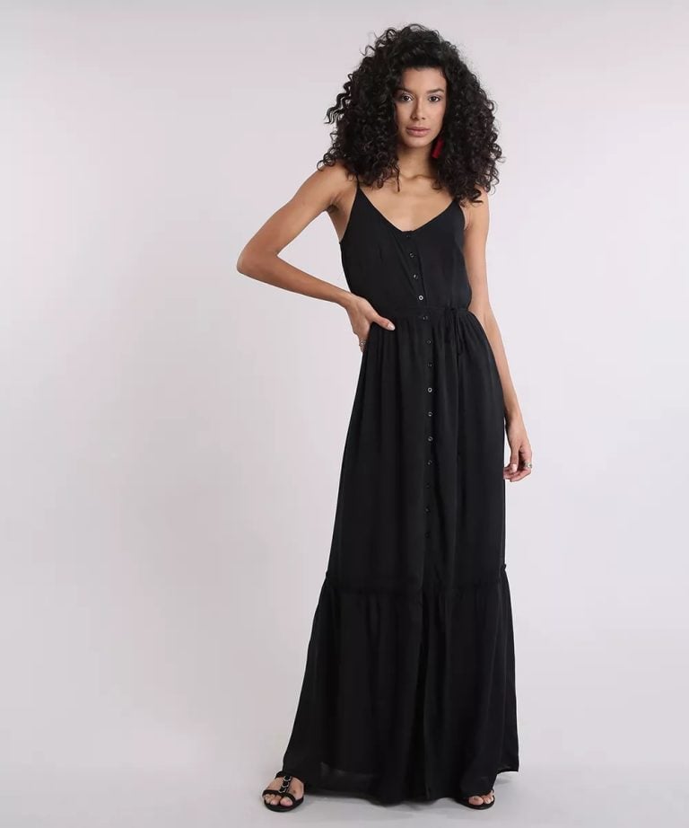 55 modelos de vestido longo preto para você arrasar em qualquer ocasião
