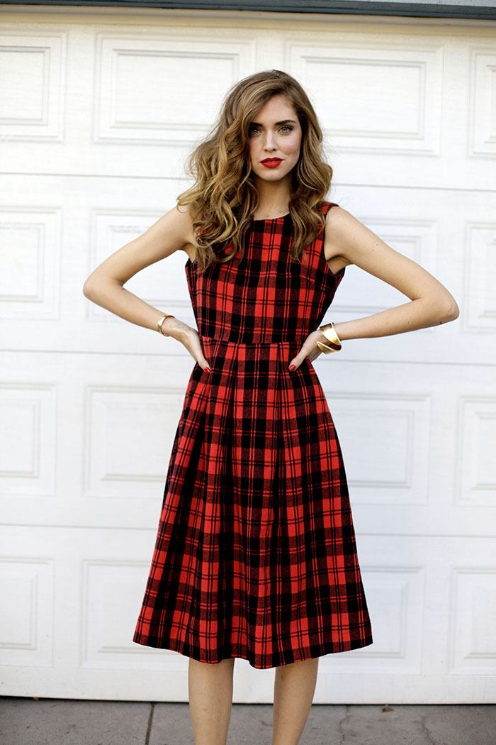 vestido de xadrez vermelho