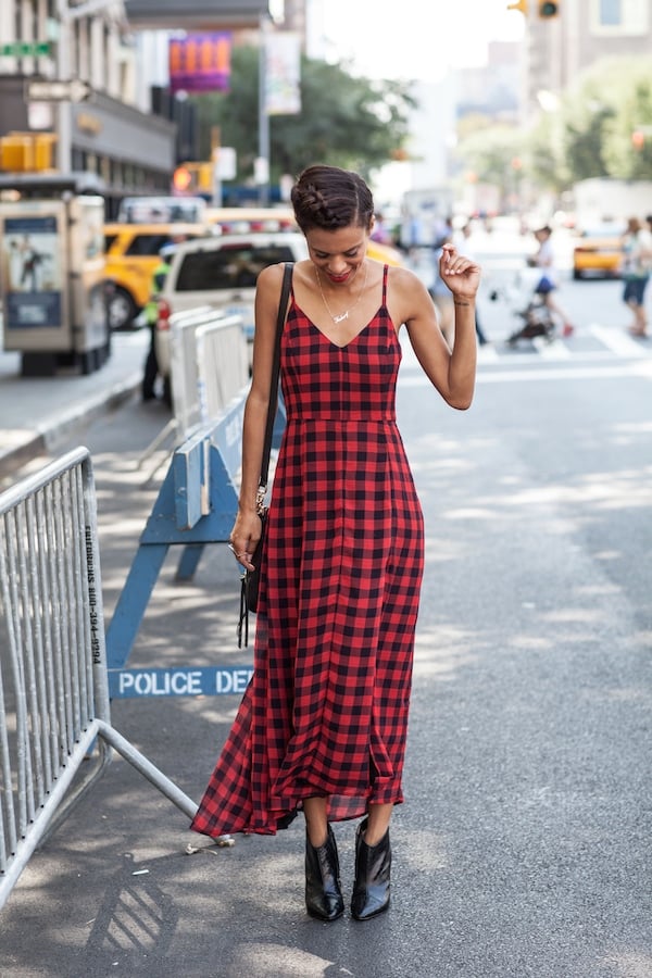 vestido tubinho xadrez vermelho