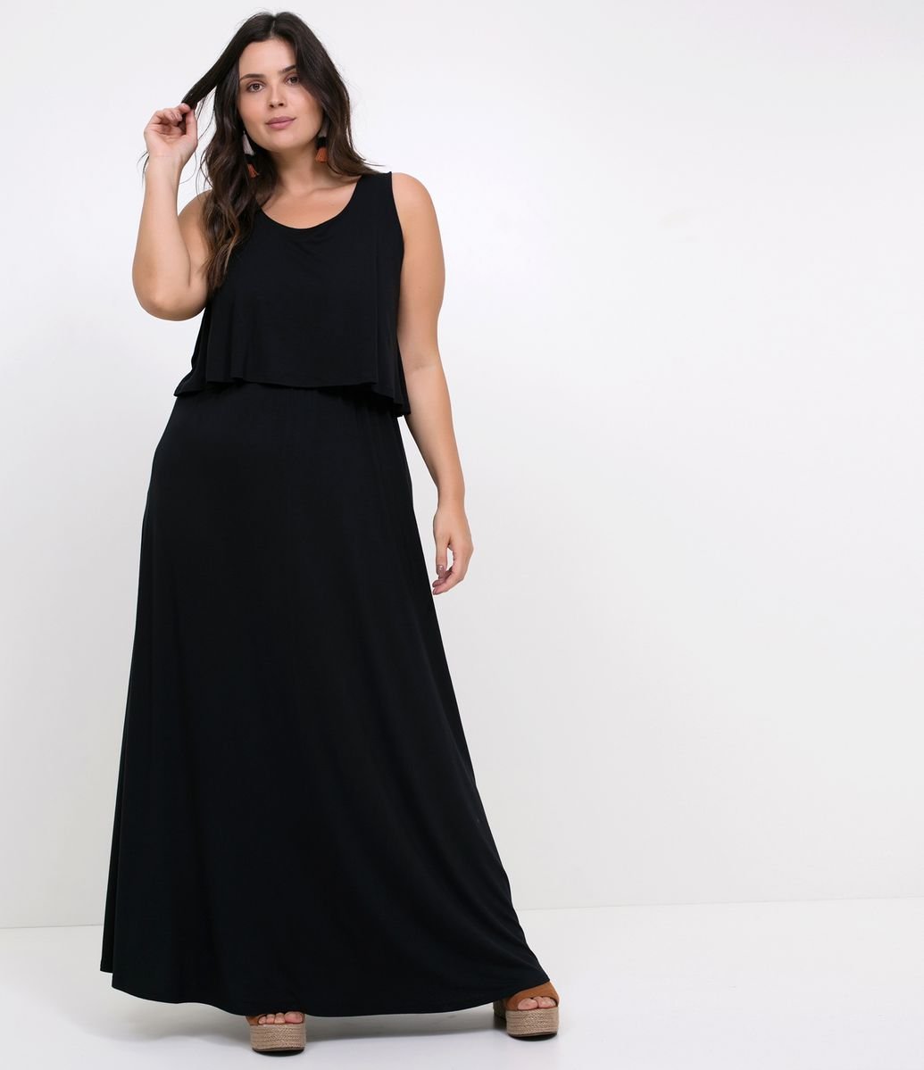 vestidos longos de malha plus size