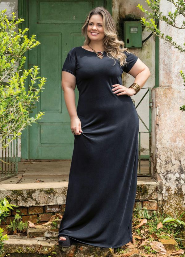 vestidos longos de malha plus size