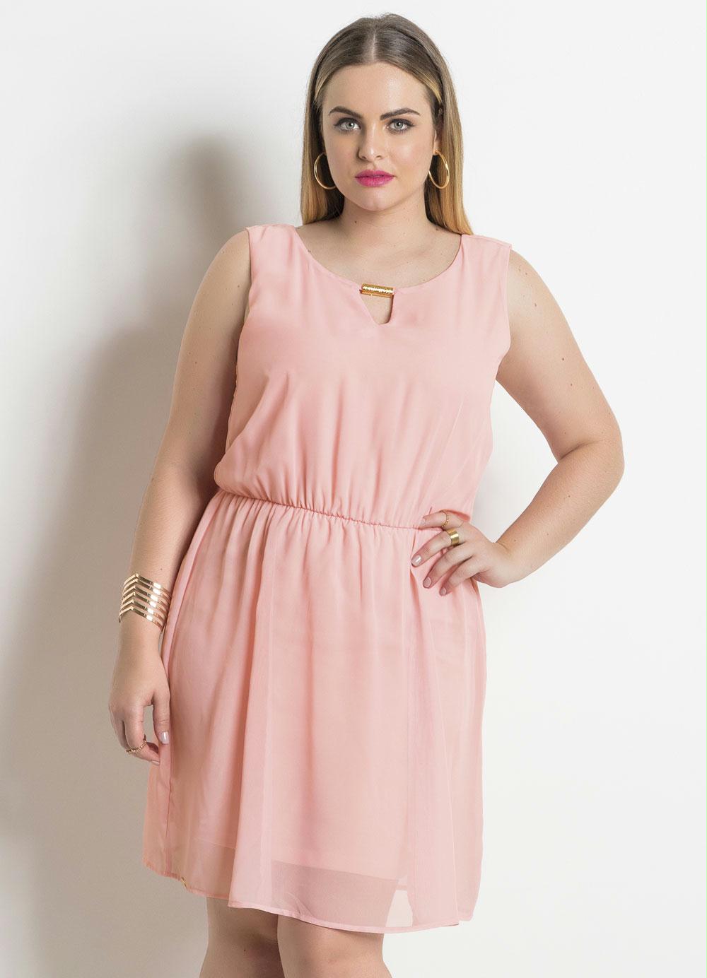 vestido rose curto rodado