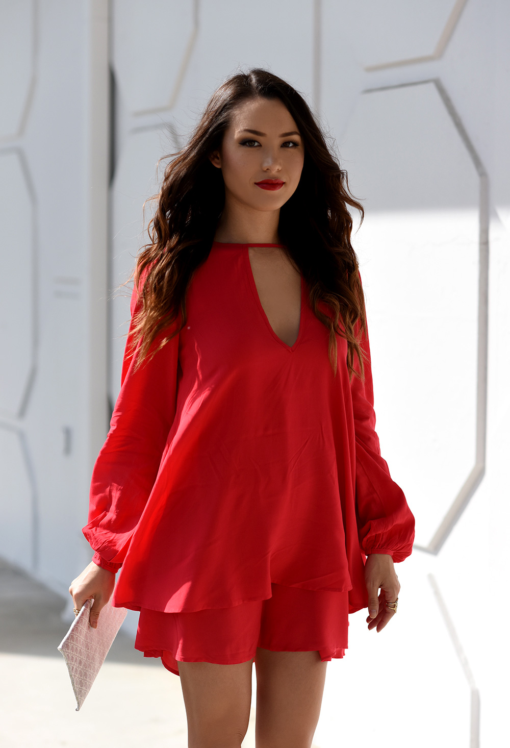 vestido vermelho curto com babado