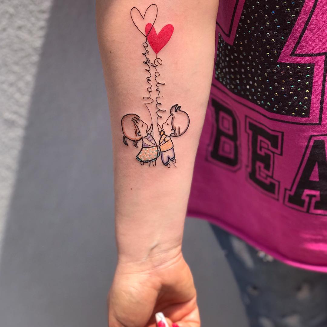 Cute heart balloons tattoos celebrate your children