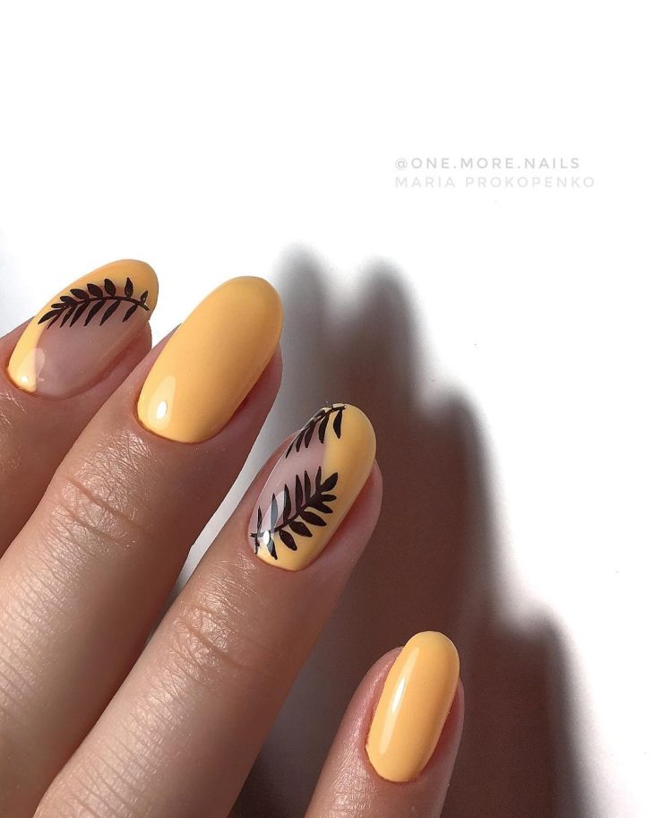 unhas-decoradas-folhas-amarelo