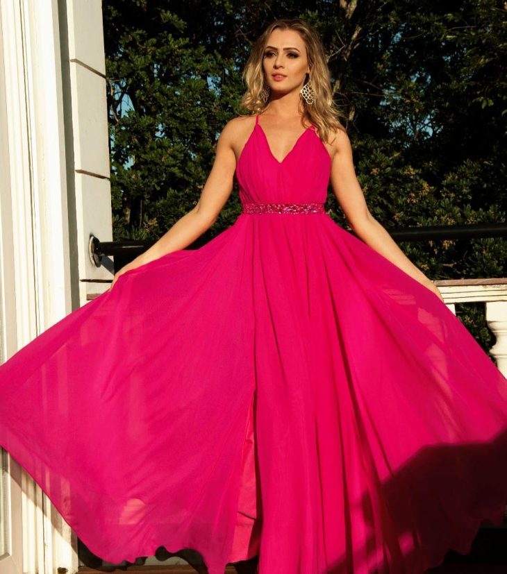 vestido de madrinha rosa choque