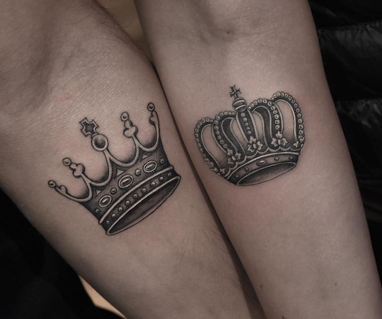 Mais de 30 tatuagens elegantes de rei e rainha para os melhores casais