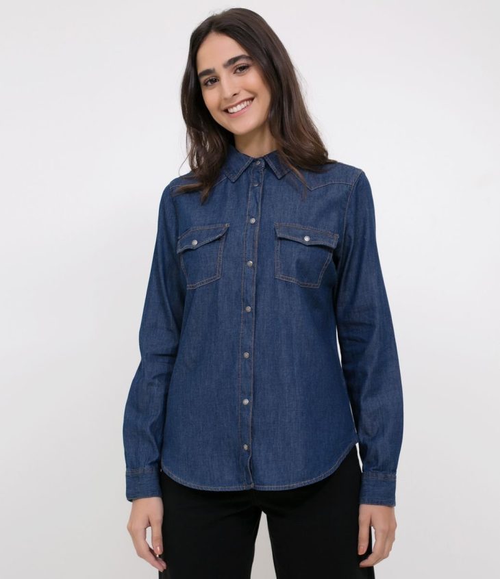 renner camisa jeans feminina