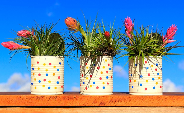 Latas decoradas: tutoriais e 80 modelos para reciclar fazendo arte