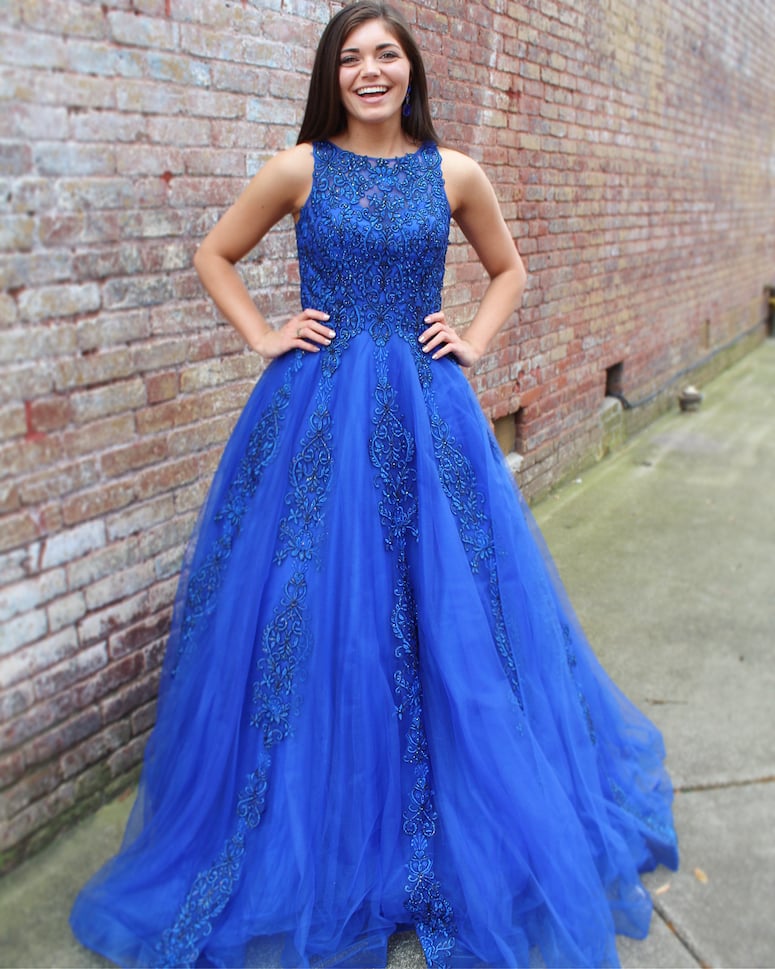 vestido azul de formatura