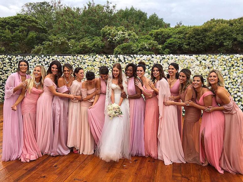 vestido de madrinha de casamento rosa chá