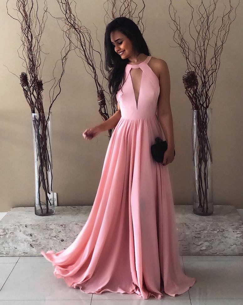 vestido para madrinha de casamento rosa chá