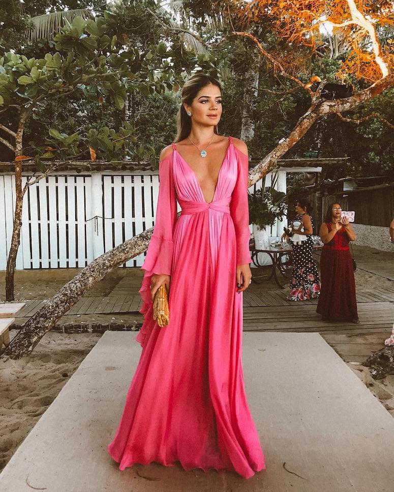 vestido renda rosa seco