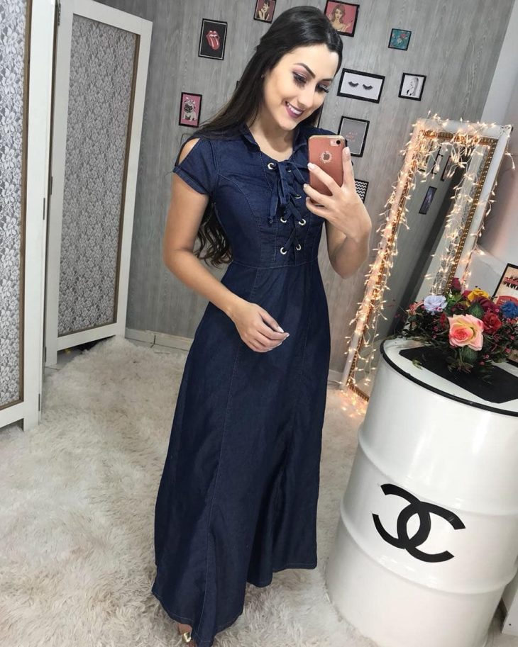 vestido jeans tecido fino