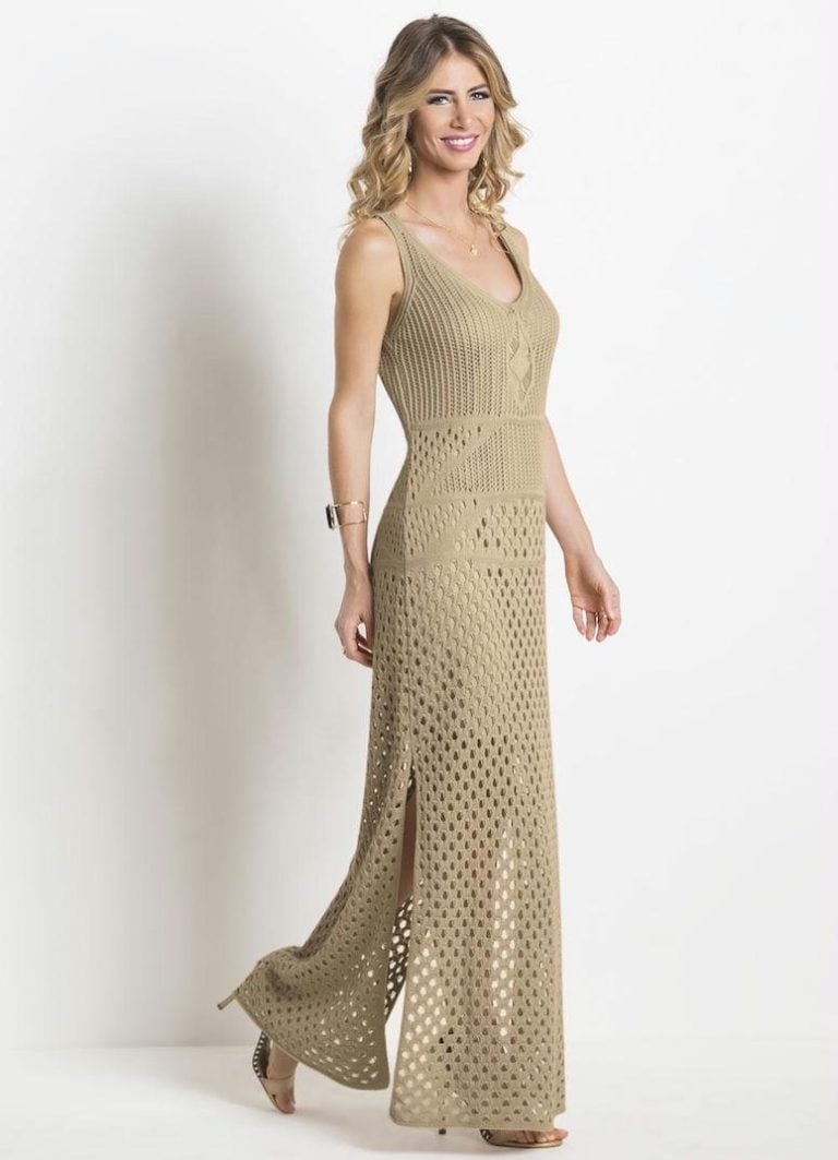Vestido de crochê longo: 50 modelos e tutoriais para arrasar no look