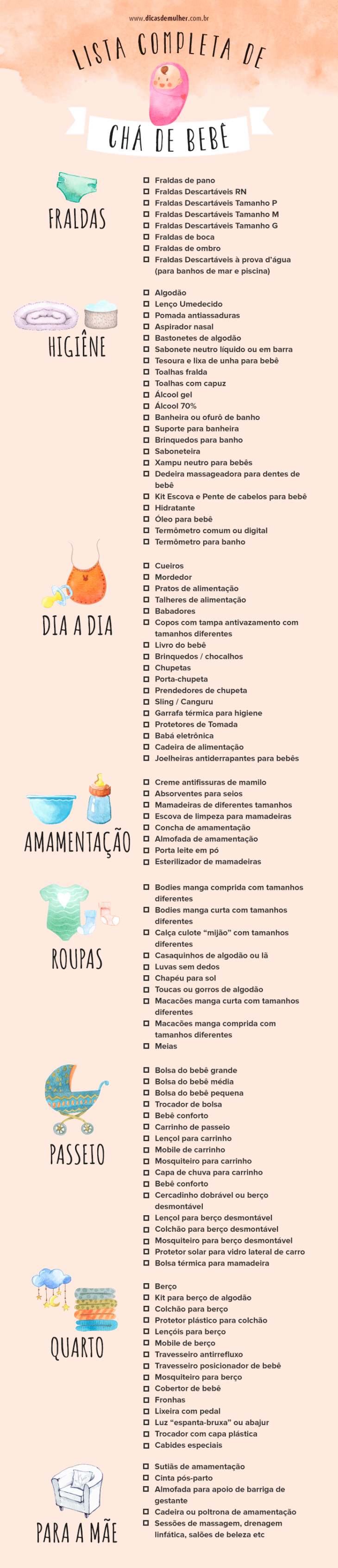 Lista de chá de bebê: o que pedir + modelo pronto