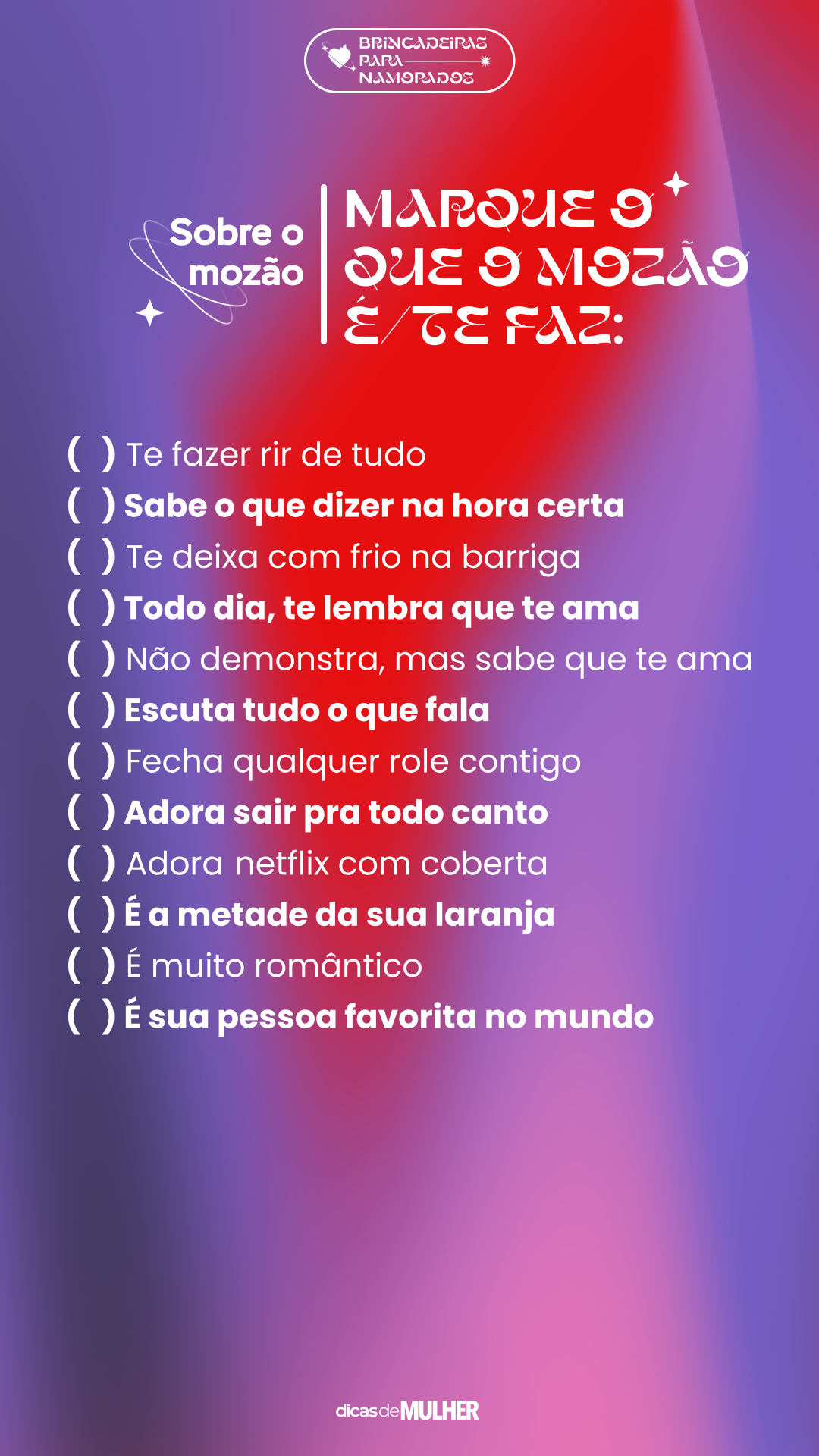 Brincadeiras para namorados: 20 ideias para diminuir a saudade   Brincadeiras de namorados, Verdade ou desafio perguntas, Brincadeiras para  casais