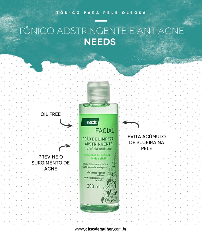 Tônico facial adstringente para peles oleosas e/ou acneicas