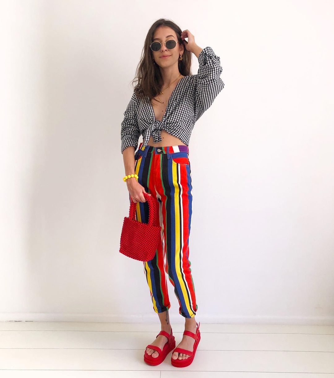 cropped xadrez 25 1 - 30 Outfits a cuadros para inspirarte y ponerte en tendencia