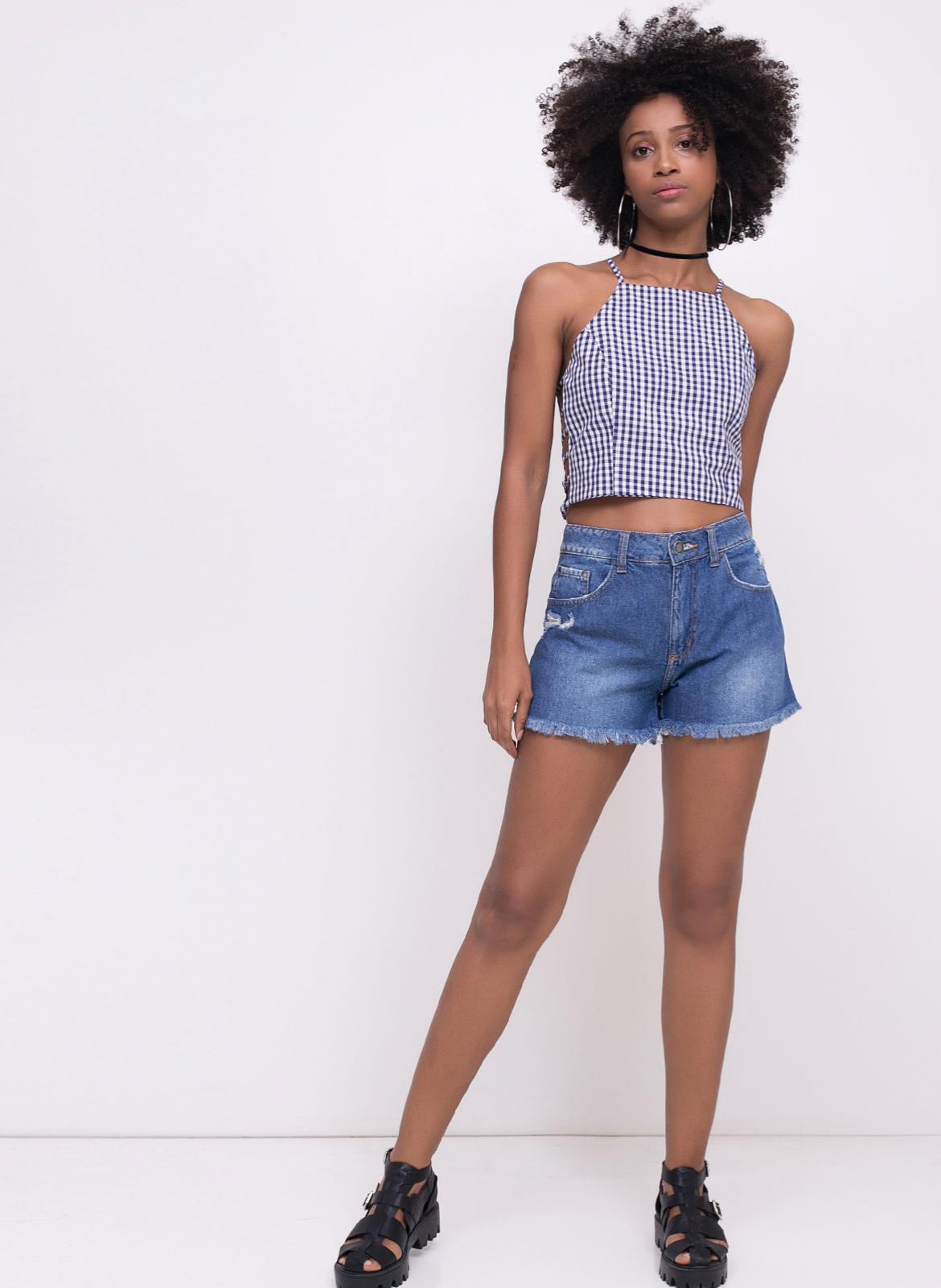 cropped xadrez 30 - 30 Outfits a cuadros para inspirarte y ponerte en tendencia
