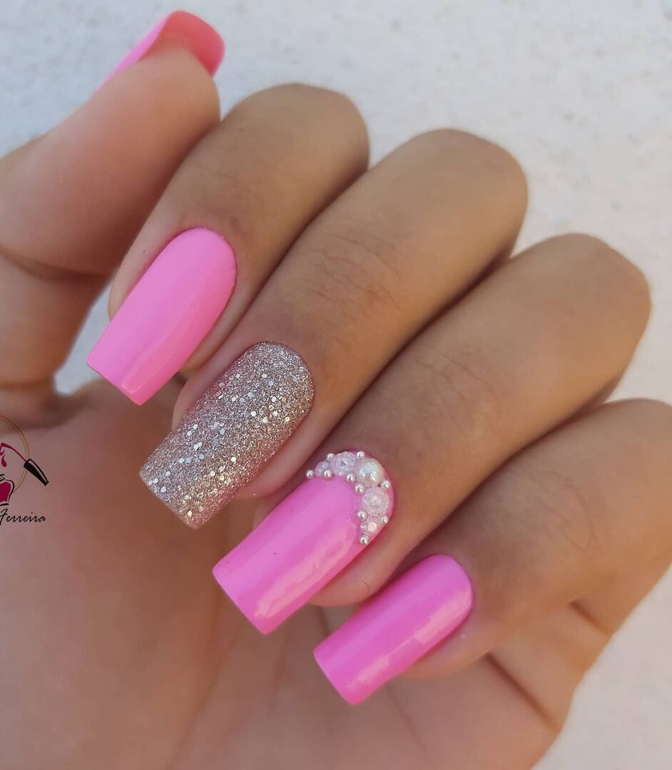 Unhas Rosas Com Glitter 35 Ideias Glamourosas Para Quem Ama Brilho