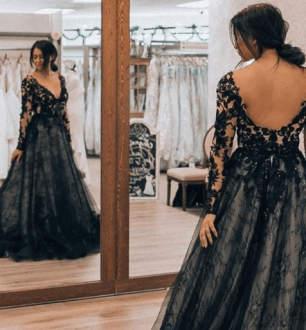 75 modelos de vestido de noiva preto para quem gosta de fugir do padrão
