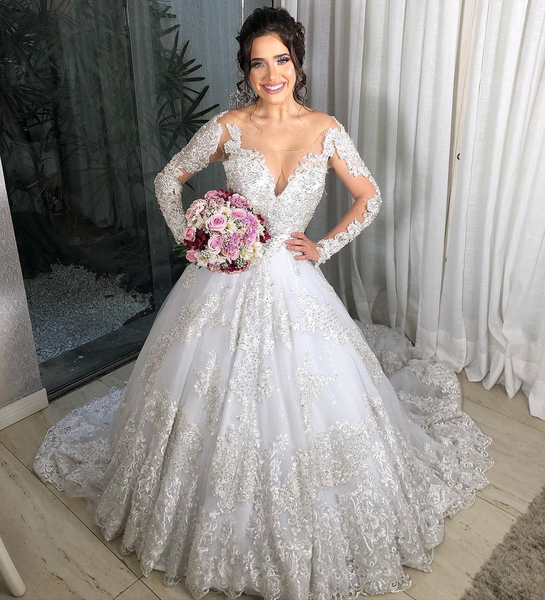 Vestido Noiva Brilho Lindo Casamento Plus Princesa 'e145