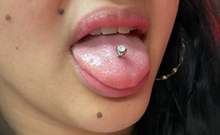Middle tongue piercing