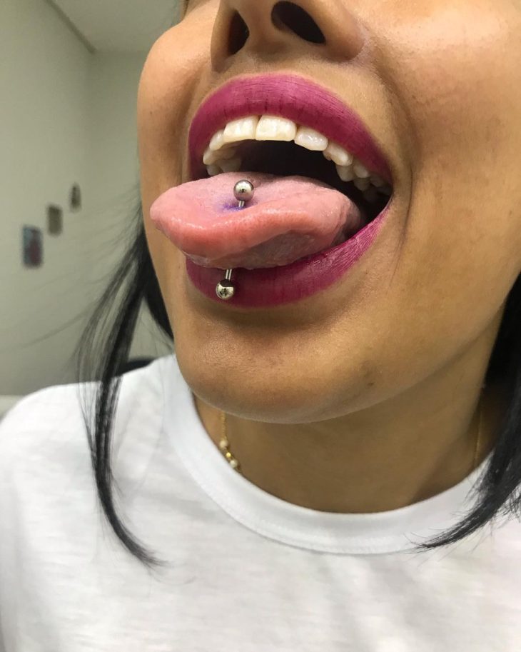 Middle tongue piercing